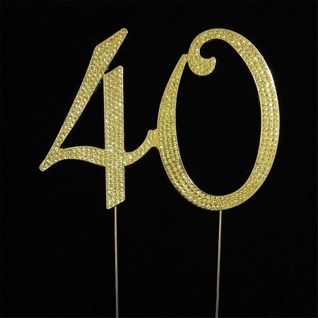 TIAN SWEET 40th Rhinestone Cake Topper Gold 3301540g